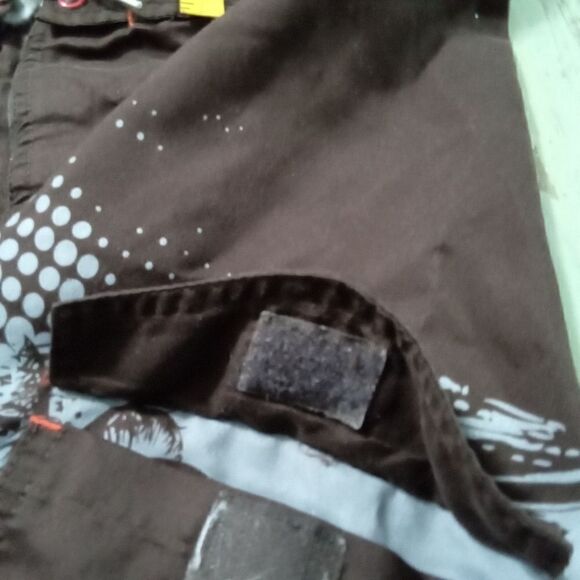 Red Stripe Men's Boardshorts Swimsuit Brown Red White Size 38 Waist Velcro - Picture 14 of 14